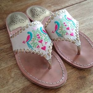 Jack Rogers Parrots Embroidered Sandals